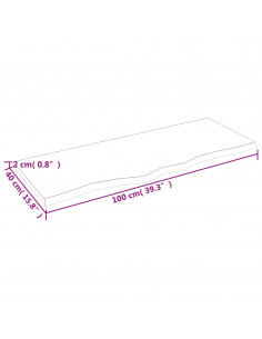 Piano Tavolo Marrone Chiaro 100x40x2cm Rovere Massello Trattato