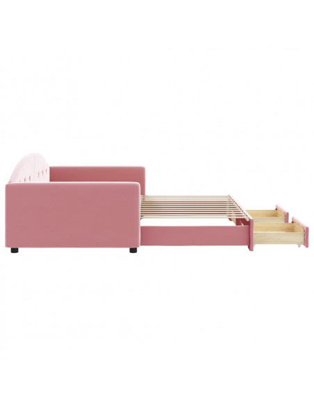 Divano Letto Estraibile con Cassetti Rosa 100x200 cm Velluto