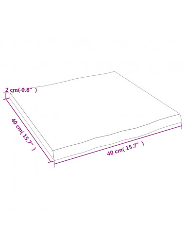 Piano Tavolo Marrone Chiaro 40x40x2 cm in Rovere Non Trattato