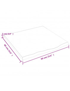 Piano Tavolo Marrone Chiaro 60x60x2cm Rovere Massello Trattato