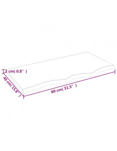 Piano Tavolo Marrone Chiaro 80x40x2cm Rovere Massello Trattato