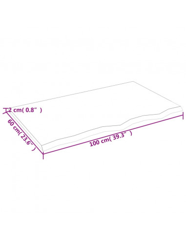 Piano Tavolo Marrone Scuro 100x60x2cm Rovere Massello Trattato