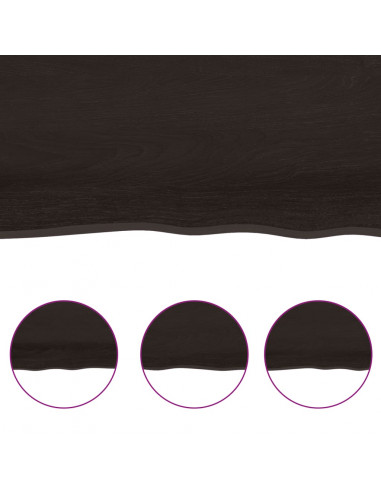 Piano Tavolo Marrone Scuro 180x40x(2-4)cm Rovere Non Trattato