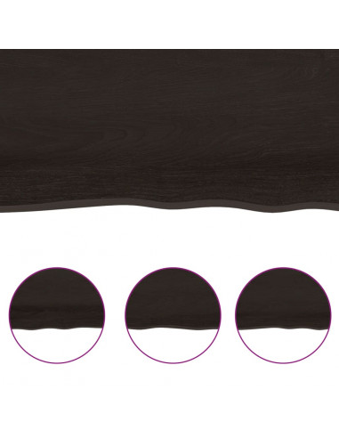 Piano Tavolo Marrone Scuro 80x40x(2-4)cm in Rovere Non Trattato