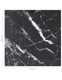 Piano Tavolo Nero 50x50 cm 6 mm Vetro Temperato Design Marmo