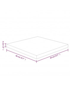 Piano Tavolo Quadrato 40x40x4 cm Massello Rovere Non Trattato