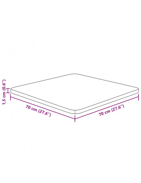 Piano Tavolo Quadrato 70x70x1,5cm Massello Rovere Non Trattato
