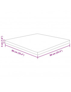 Piano Tavolo Quadrato Marrone Chiaro 90x90x4cm Rovere Trattato
