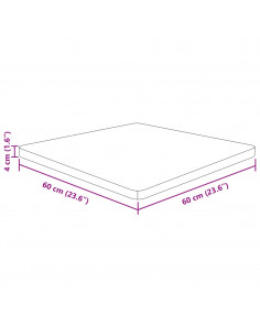 Piano Tavolo Quadrato Marrone Scuro 60x60x4cm Rovere Trattato