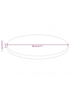 Piano Tavolo Rotondo Marrone Chiaro Ø80x1,5 cm Rovere Trattato