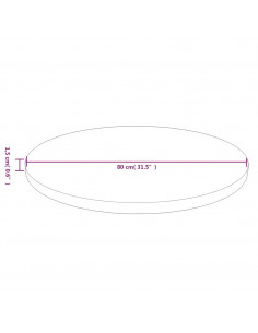 Piano Tavolo Rotondo Marrone Scuro Ø80x1,5 cm Rovere Trattato