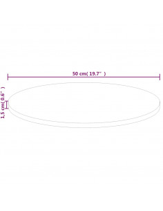 Piano Tavolo Rotondo Ø50x1,5 cm Massello di Rovere Non Trattato
