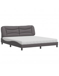 Letto con Materasso Grigio 180x200 cm in Similpelle 2
