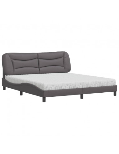 Letto con Materasso Grigio 180x200 cm in Similpelle