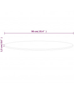 Piano Tavolo Rotondo Ø90x1,5 cm Massello di Rovere Non Trattato