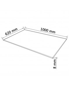 Piano Tavolo Vetro Temperato Rettangolare 1000x620 mm