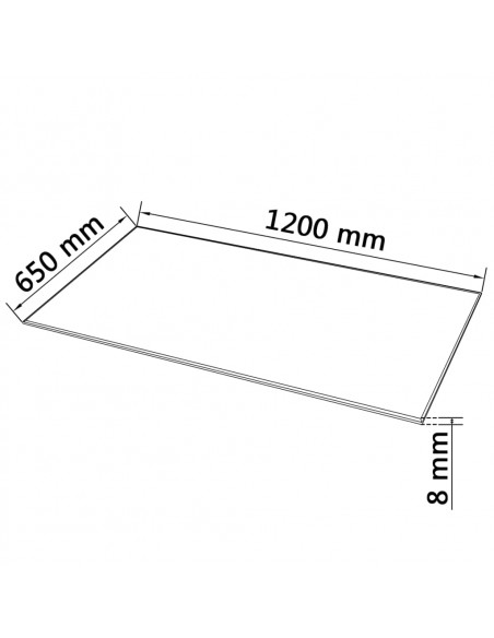 Piano Tavolo Vetro Temperato Rettangolare 1200x650 mm