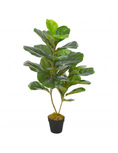 Pianta Artificiale di Ficus Lyrata con Vaso Verde 90 cm