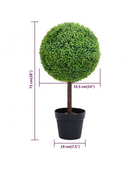 Pianta di Bosso Artificiale a Sfera con Vaso Verde 71 cm