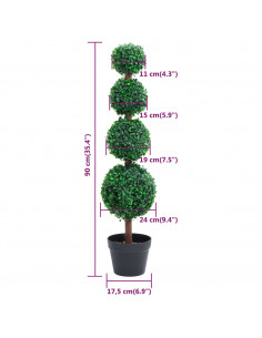 Pianta di Bosso Artificiale a Sfera con Vaso Verde 90 cm