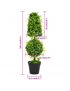 Pianta di Bosso Artificiale con Vaso Verde 100 cm