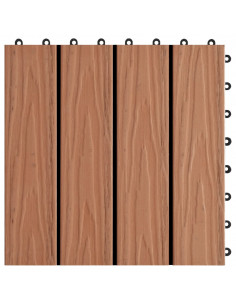 Piastrelle 11 pz Goffrature WPC 30x30 cm 1 mq Marrone Chiaro