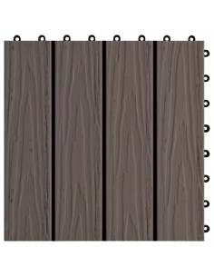 Piastrelle 11 pz Goffrature WPC 30x30 cm 1 mq Marrone Scuro