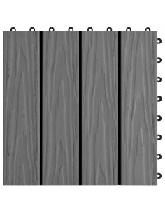 Piastrelle Decking 11 pz Goffrature WPC 30x30 cm 1 mq Grigio
