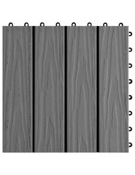 Piastrelle Decking 11 pz Goffrature WPC 30x30 cm 1 mq Grigio