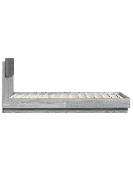 Giroletto con Testiera e LED Grigio Sonoma 75x190 cm