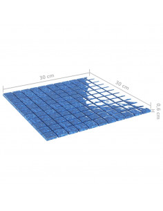 Piastrelle Mosaico 11 pz Blu 30x30 cm in Vetro