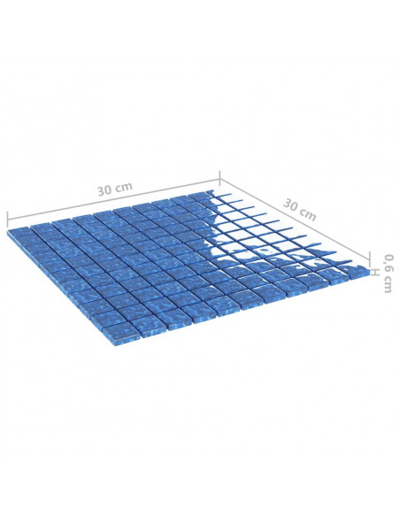 Piastrelle Mosaico 11 pz Blu 30x30 cm in Vetro