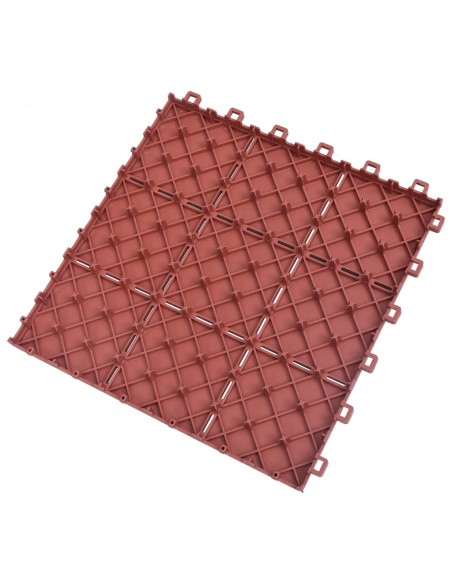 Piastrelle per Decking 10 pz Rosse 30,5x30,5 cm in Plastica