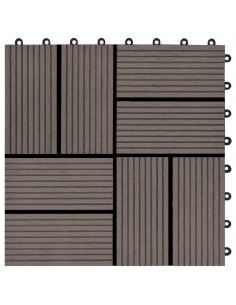 Piastrelle per Decking in WPC 11 pz 30x30cm 1mq Marrone Scuro