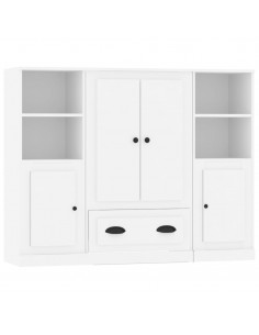 Credenze 3 pz Bianche in Legno Multistrato 2