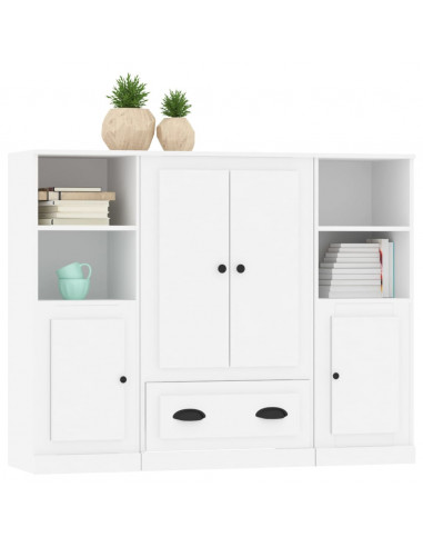 Credenze 3 pz Bianche in Legno Multistrato