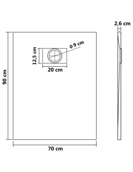 Piatto Doccia in SMC Bianco 90x70 cm
