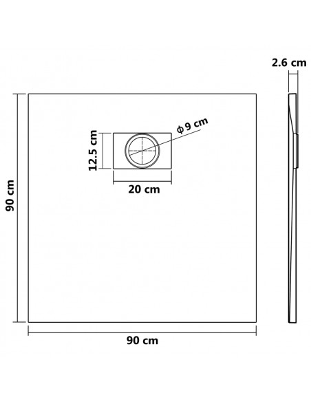 Piatto Doccia in SMC Bianco 90x90 cm