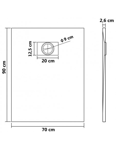 Piatto Doccia in SMC Nero 90x70 cm