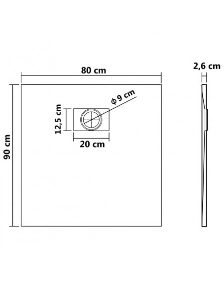 Piatto Doccia in SMC Nero 90x80 cm