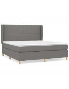 Giroletto a Molle con Materasso Grigio Scuro 160x200 cm Tessuto 2