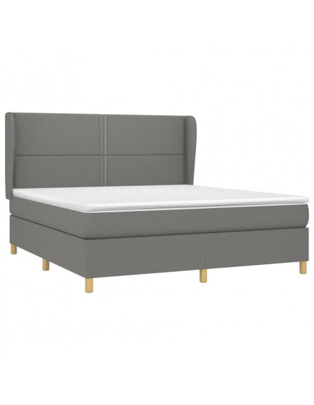 Giroletto a Molle con Materasso Grigio Scuro 160x200 cm Tessuto
