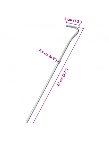 Picchetti per Tenda 25 pz 23 cm Ø5 mm in Acciaio Zincato