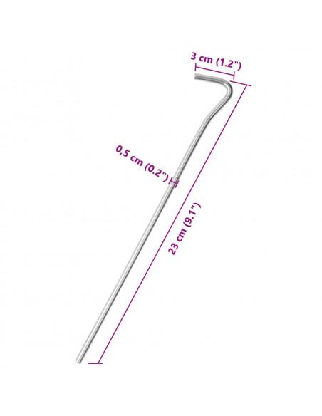 Picchetti per Tenda 25 pz 23 cm Ø5 mm in Acciaio Zincato