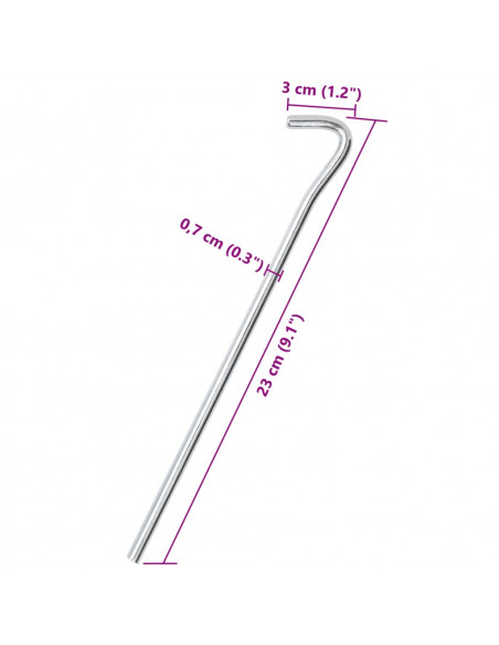 Picchetti per Tenda 25 pz 23 cm Ø7 mm in Acciaio Zincato