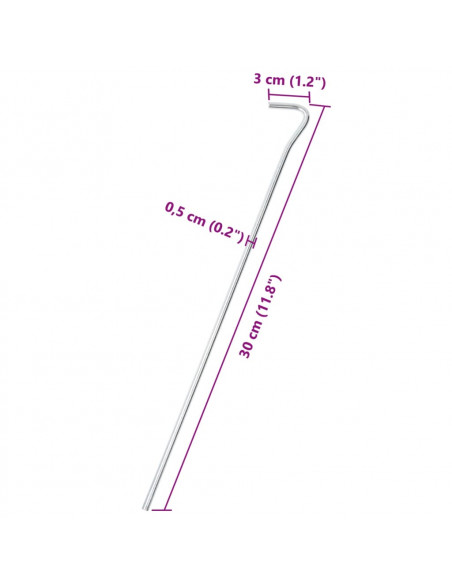 Picchetti per Tenda 25 pz 30 cm Ø5 mm in Acciaio Zincato
