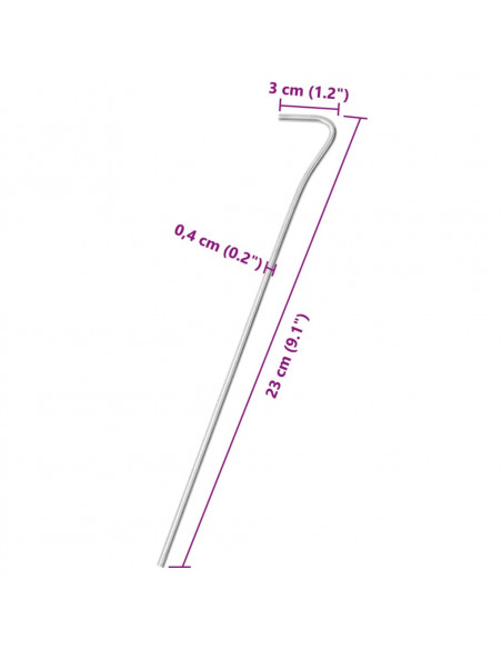 Picchetti per Tenda 50 pz 23 cm Ø4 mm in Acciaio Zincato