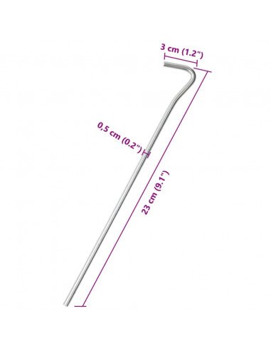 Picchetti per Tenda 50 pz 23 cm Ø5 mm in Acciaio Zincato