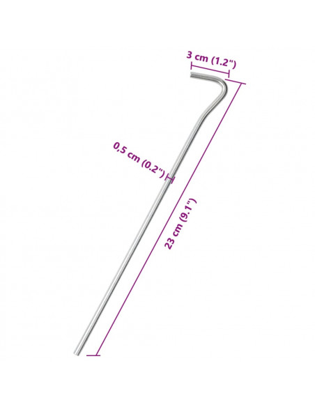 Picchetti per Tenda 50 pz 23 cm Ø5 mm in Acciaio Zincato
