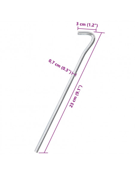 Picchetti per Tenda 50 pz 23 cm Ø7 mm in Acciaio Zincato